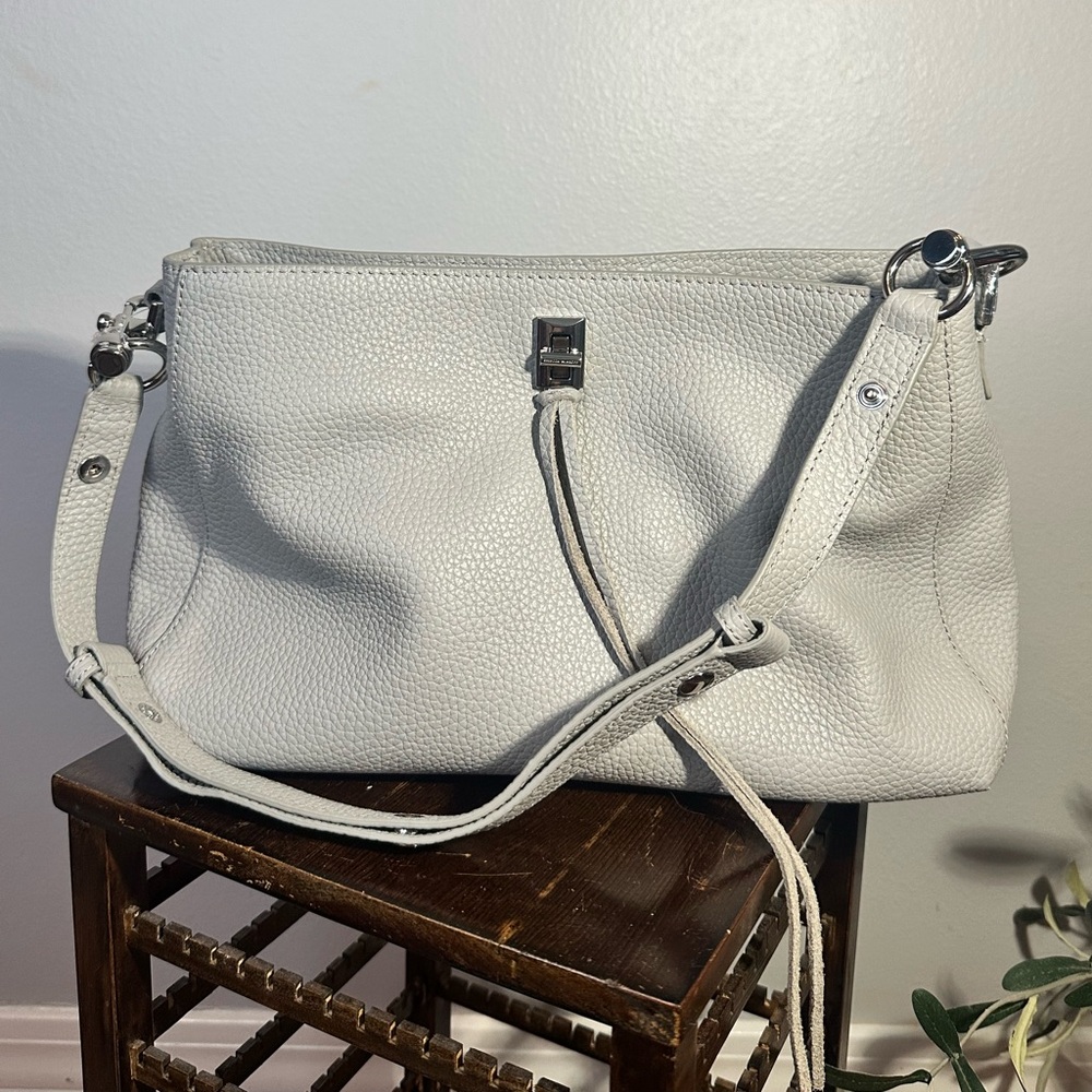 Rebecca Minkoff Darren East West Elegant Gray Leather Shoulder Bag in Dove - Picture 1 of 6